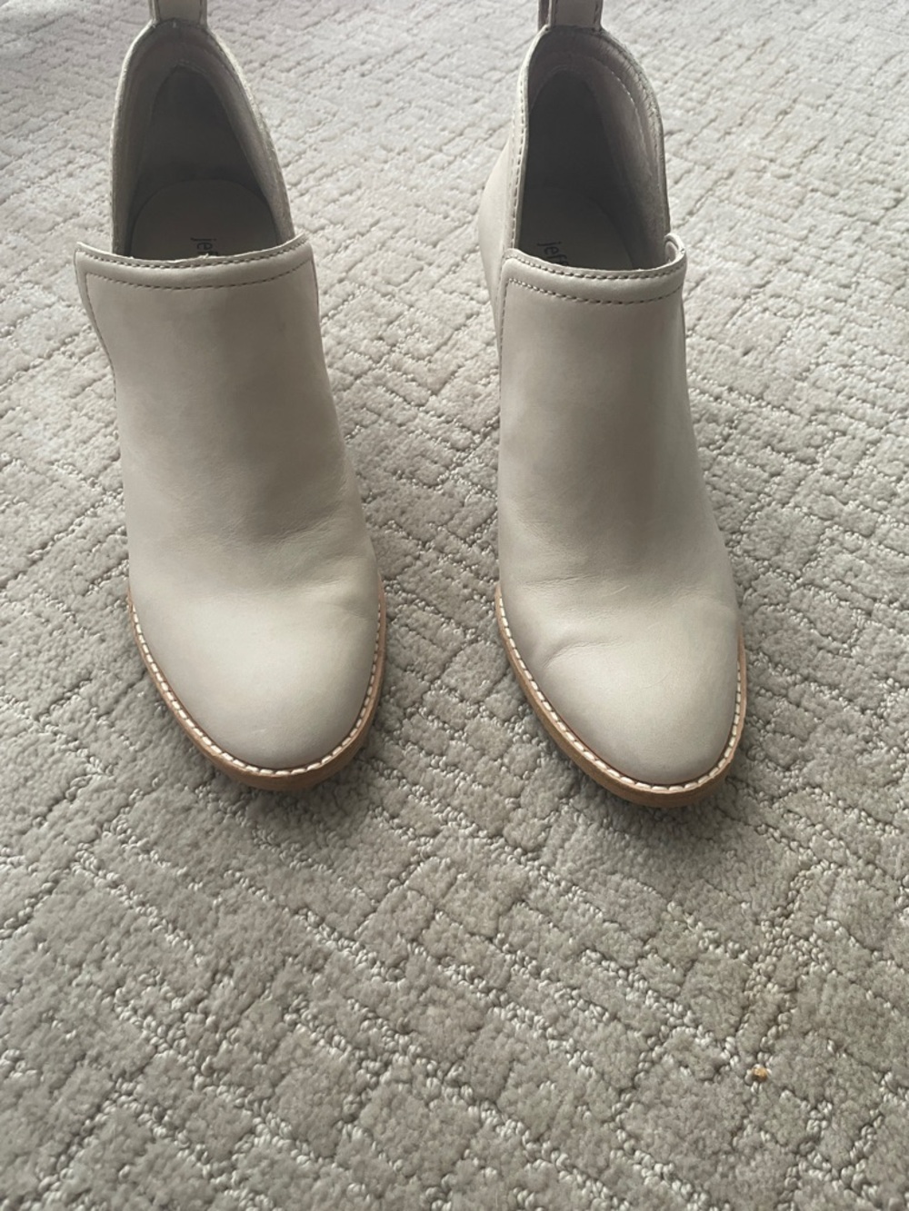 Jeffrey Campbell Cream Leather Slip-On Ankle Booties